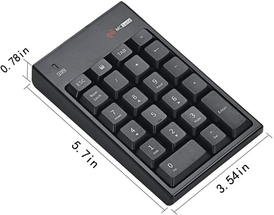 MCSaite Ziffernblock und Maus Kombination, 2,4G kabellose Mini USB Ziffernblock und Maus Kombination