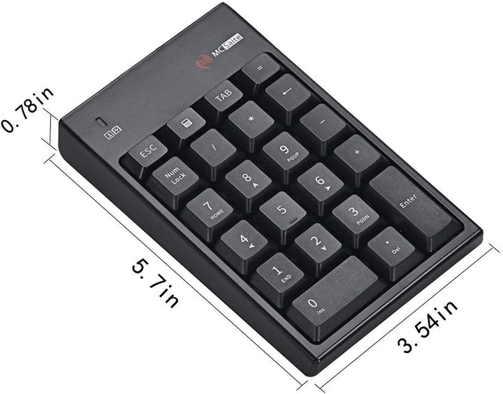 MCSaite Ziffernblock und Maus Kombination, 2,4G kabellose Mini USB Ziffernblock und Maus Kombination