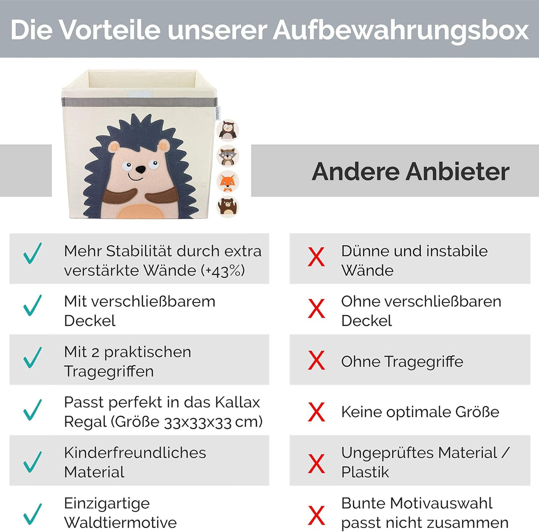 GLÜCKSWOLKE Kinder Aufbewahrungsbox - 15 Motive I Spielzeugkiste mit Deckel für Kinderzimmer I Spiel