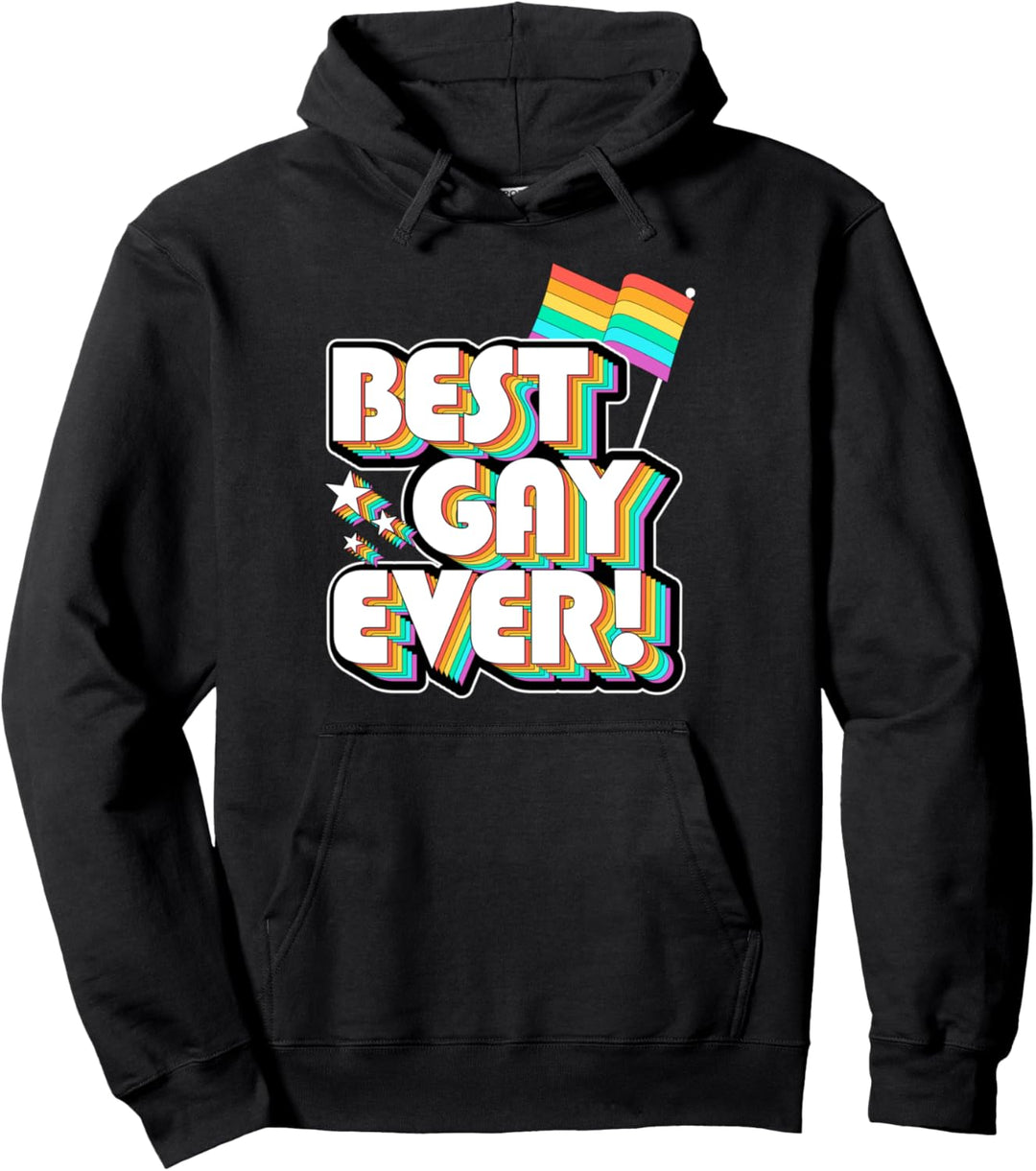 Best Gay Ever Funny Gay Pride Parade Retro Vintage Style Pullover Hoodie