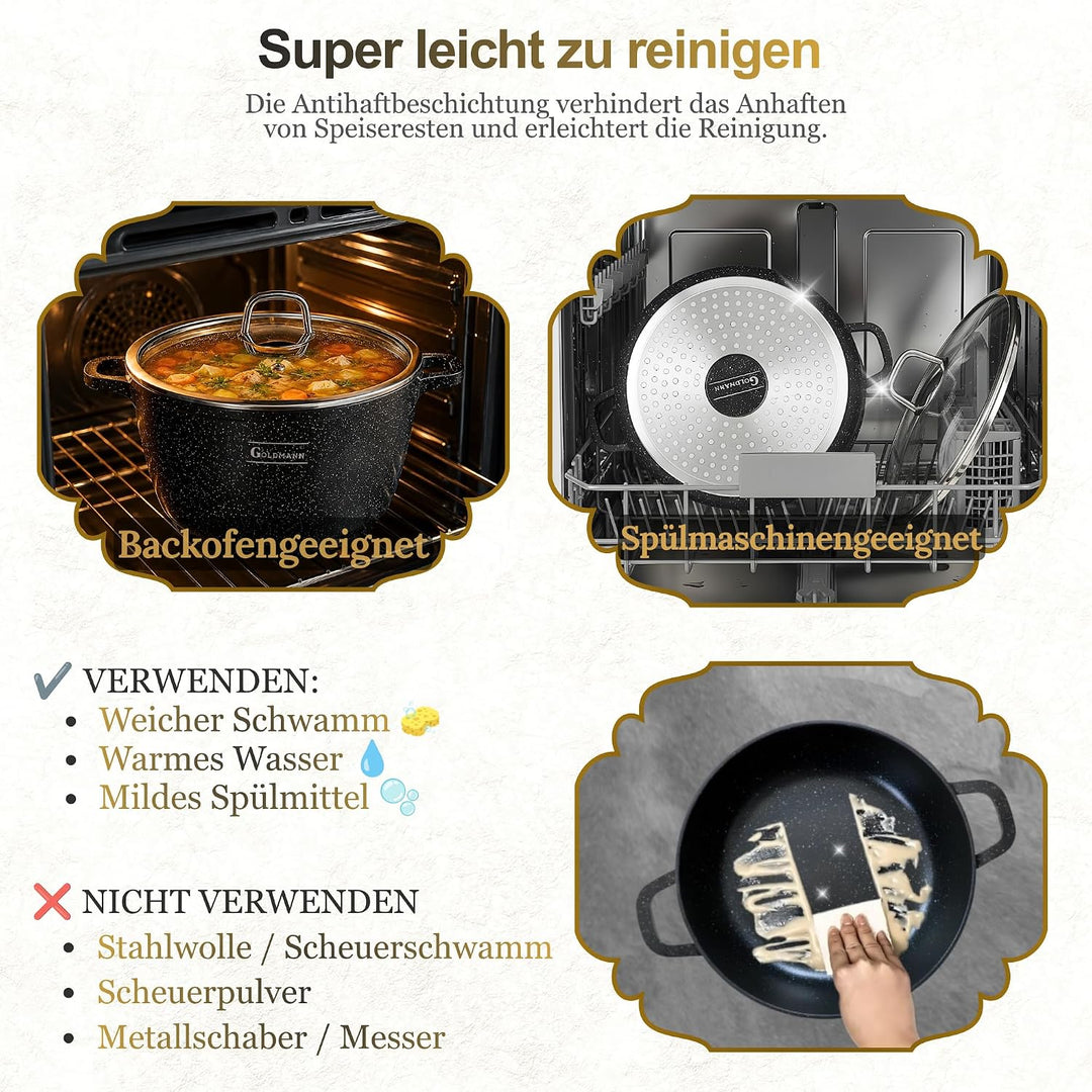 GOLDMANN 20 CM Aluguss Kochtopf 4L | Suppentopf Schmortopf induktionsgeeignet mit Keramik Antihaftbe