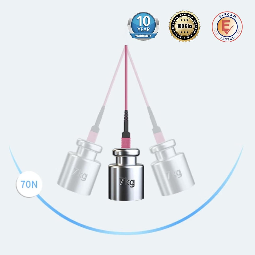 Elfcam® - 3m MPO-OM4 12-Faser Multimode-LWL-Kabel, B-Typ, Lila, MPO Female to MPO Female, Optimiert