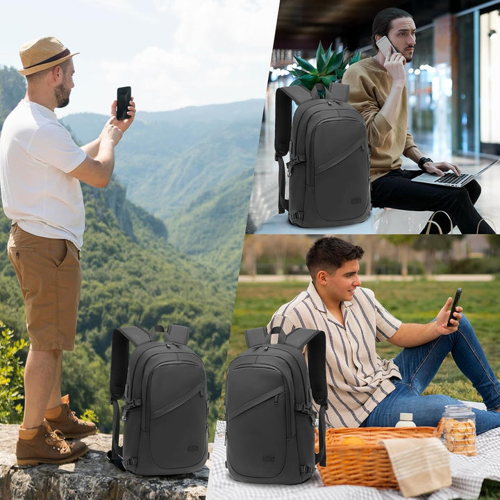 KONO Rucksack Herren, Laptop Rucksack 15,6 Zoll Schulrucksack Teenager Arbeit Laptoptasche mit USB L