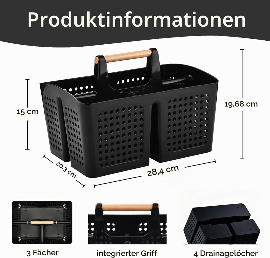 VITEVER Portable Dusche Caddy Korb mit Fächern, Kunststoff geteilt Reinigung Caddy Organizer Storage