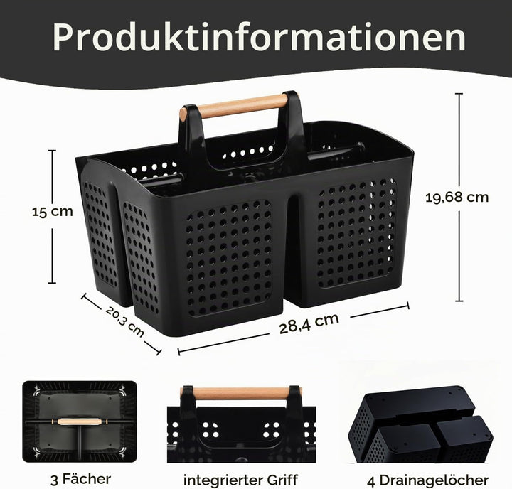 VITEVER Portable Dusche Caddy Korb mit Fächern, Kunststoff geteilt Reinigung Caddy Organizer Storage
