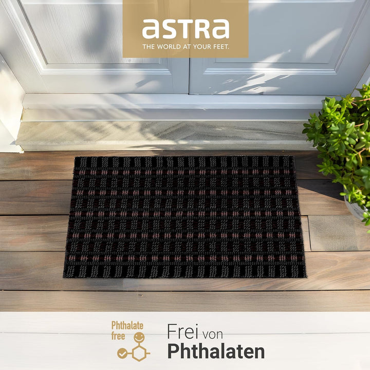 ASTRA Premium Aussenbereich-Matte - Poly Brush - strapazierfähige Fussmatte - schwarz/weinrot - 50 x