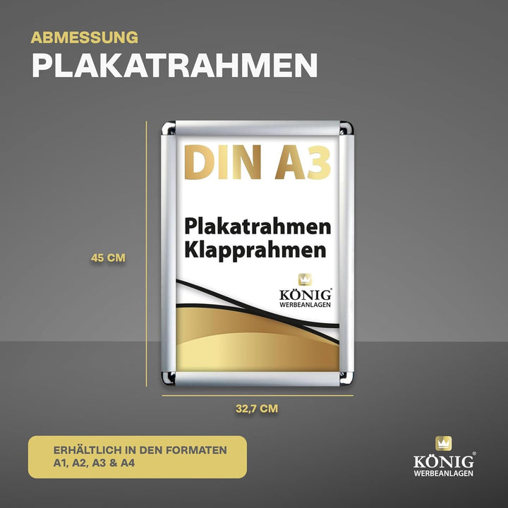 5 Plakatrahmen DIN A3 | abgerundete Ecken | 25mm Alu Profil, Silber | inkl. entspiegelter Schutzsche