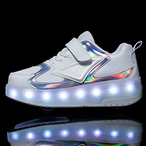Kinderroller mit LED Licht | Automatisch Einziehbar & Abnehmbare Vorderreifen | Outdoor-Spiel-Schuhe