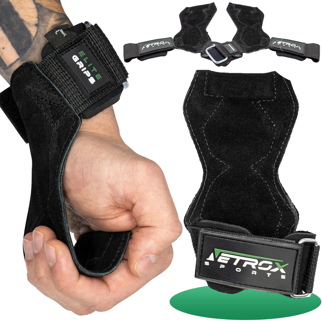 NetroxSports® – Elite Grips Zughilfen für Bodybuilding, Gewichtheben, Krafttraining &amp; Fitness – spez