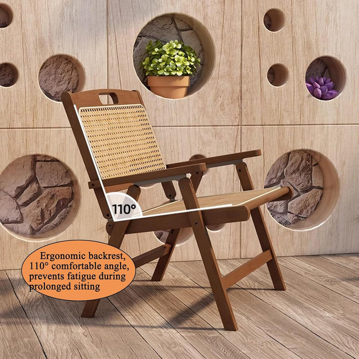 Mgchowue Holz Rattan Klappstühle, mit Polster, Tragbar Platzsparend Freizeitstuhl für Balkon und Woh