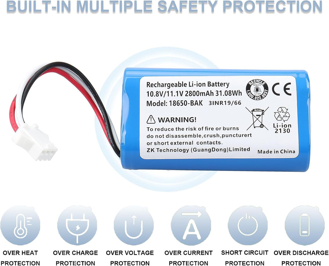 11,1 V, 2800 mAh, 31,08 Wh, Ersatz-Li-Ionen-Akku, kompatibel mit Ecovacs D36A, D36B, D36C, D36E, DA6