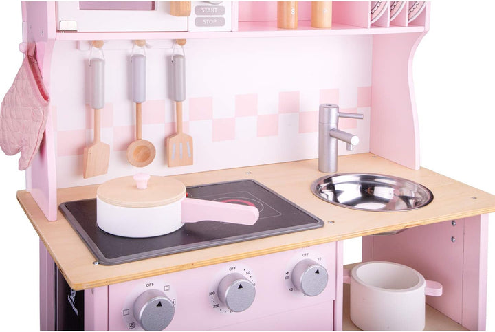 New Classic Toys 11067 Kochnische-Modern mit elektrischem Kochfeld-Klingt, 3+ years, Rosa Rosa Singl