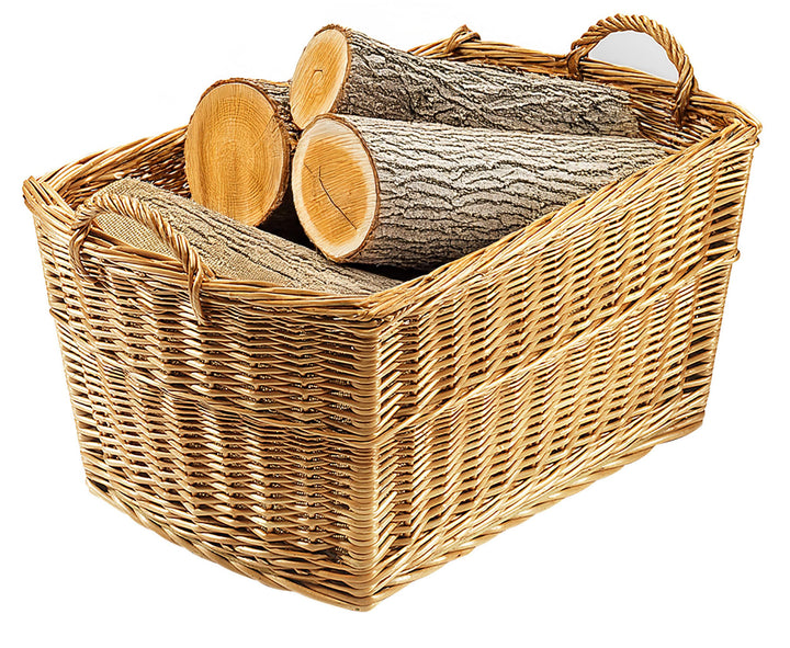 Kobolo Dekorativer Holzkorb aus Weide mit Leinenfutter