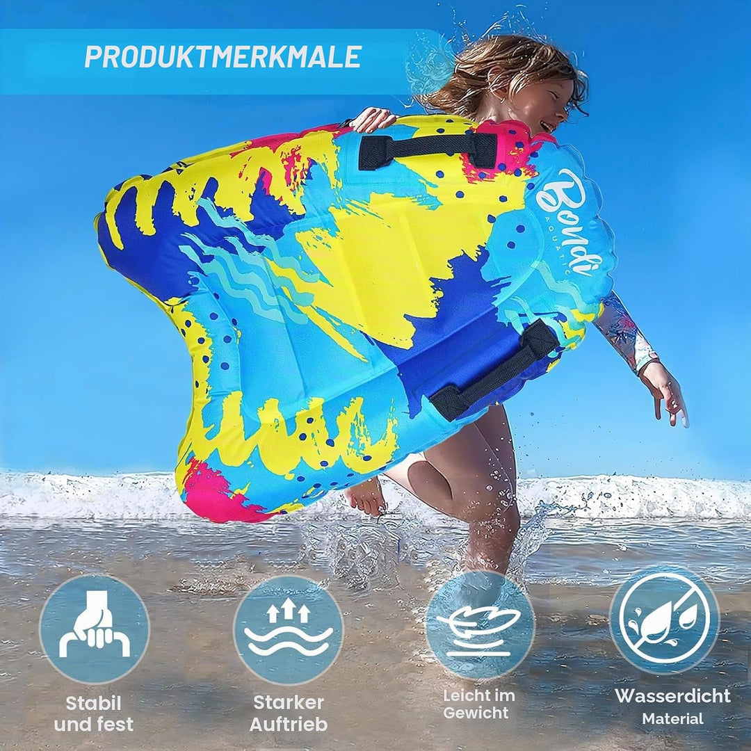 Luftmatratze Wasser für Kinder &amp; Erwachsene, FainFun Surfbrett Aufblasbar, Bodyboard mit Griffen, Wa