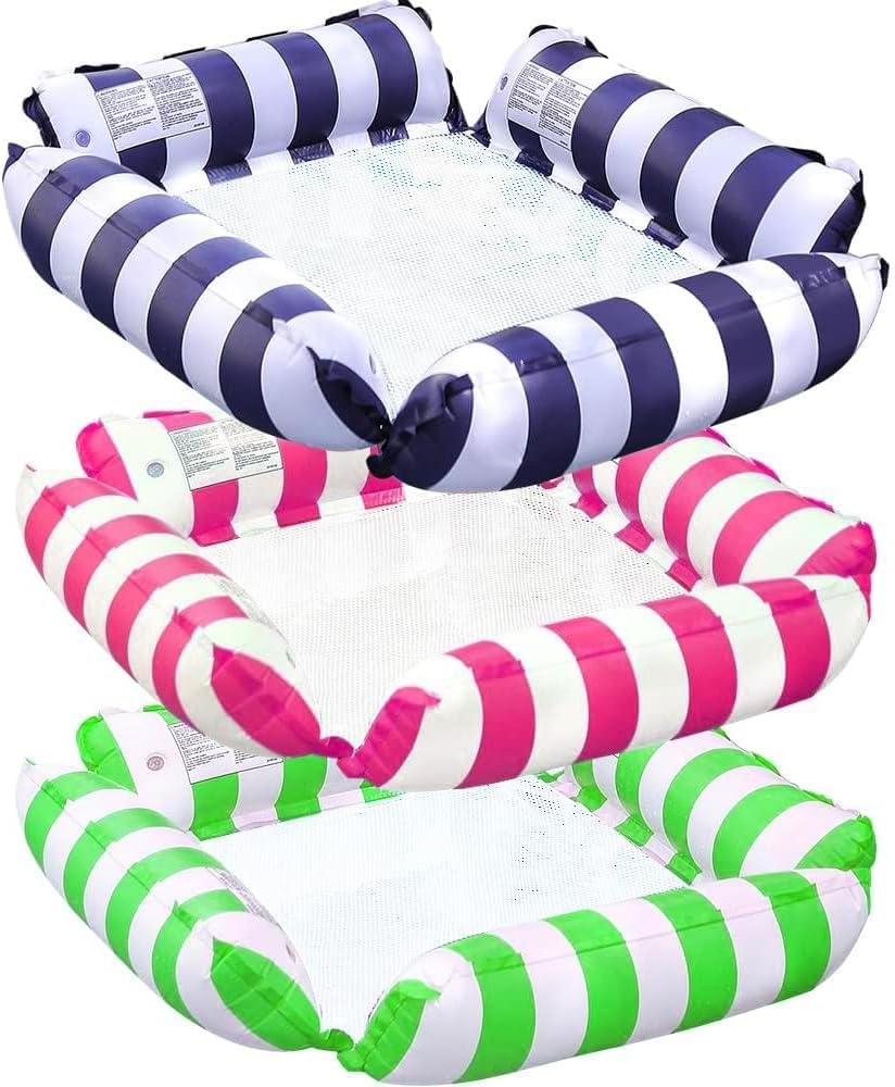 3 Pack Pool Float Chair Lounge für Erwachsene, Aufblasbare Pool Floats 4-in-1 Mehrzweck-Poolschwimme