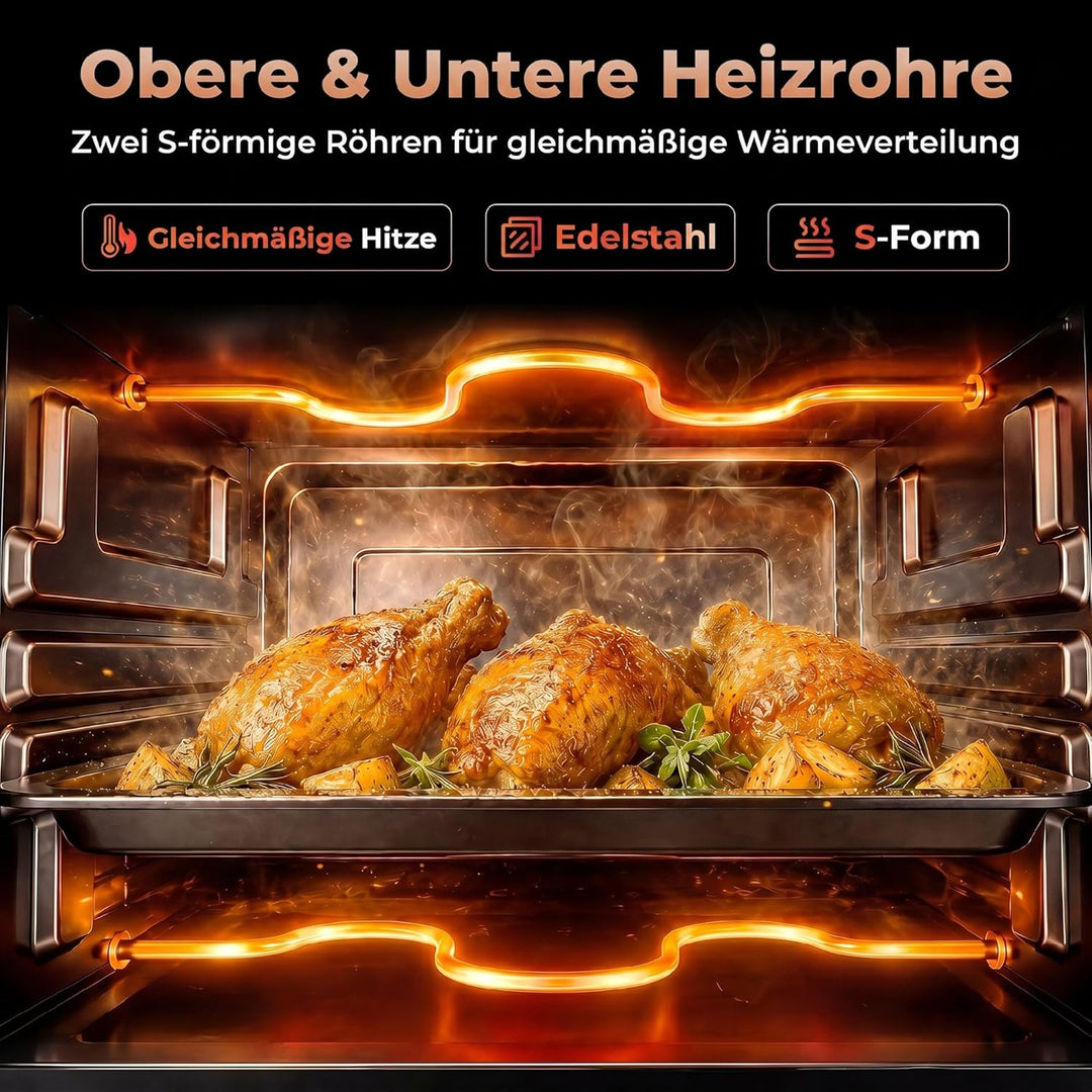 HOMCOM Mini Backofen 9 L 750W 100-230℃ 60 Min. Timer inkl. Backblech, Grillrost, Glas Fenster, Platz