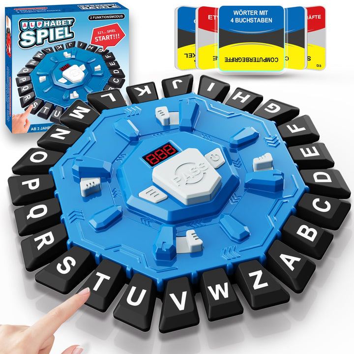 Wortspiel, Brettspiele für Kinder und Erwachsene mit 2 Modi, 24 Tasten Buchstaben Drücken Familiensp