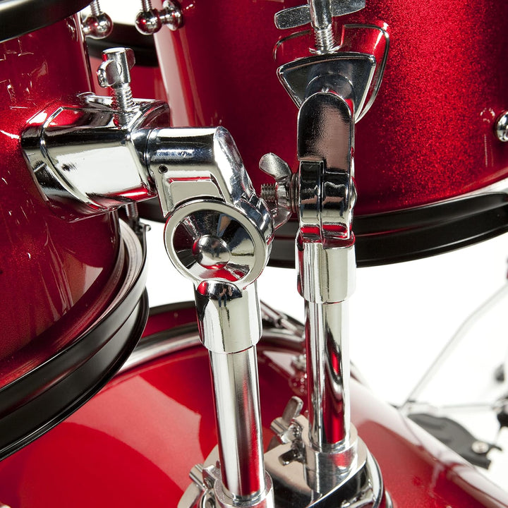 Fame Kiddyset 5 PC Junior Drumset Red, Kinderschlagzeug mit Bass Drum, Toms, Snare, Hardware und Hoc