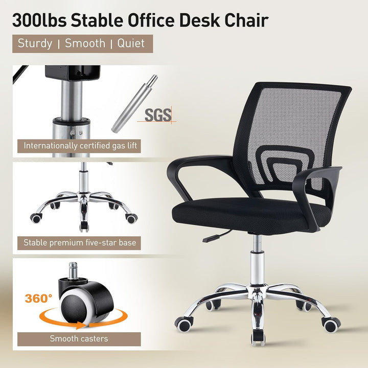 TUKAILAI Bürostuhl Ergonomisch, Schreibtischstuhl aus Netzstoff, Chefsessel mit Lendenwirbelstütze,