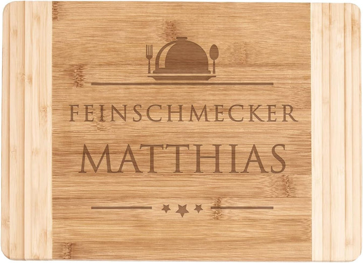 Maverton Bambus Schneidebrett mit Gravur - Servierbrett - Brotzeitbrett massiv - Grösse: 35x25 cm -