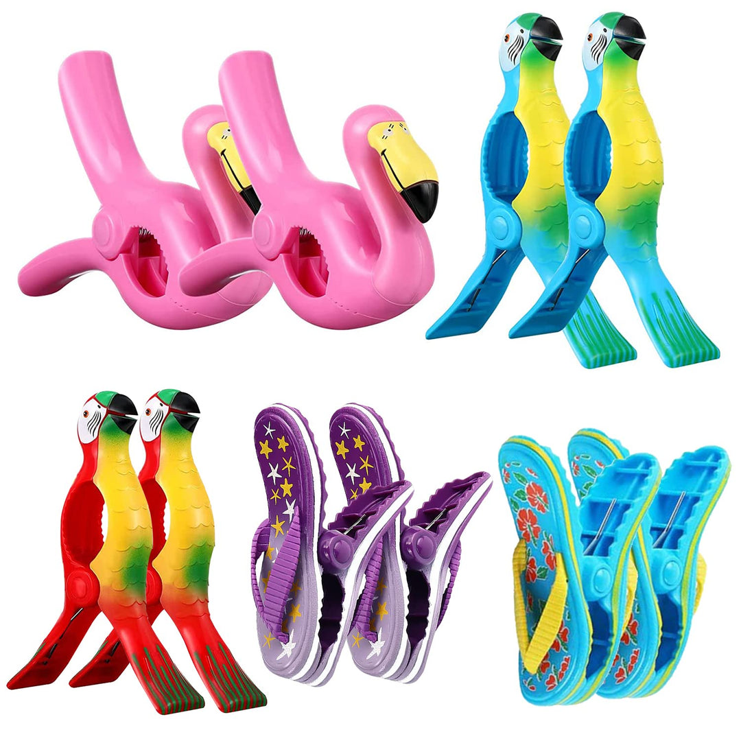 10 Stück Strandtuch-Clips Niedliche Flamingo Badetuch Clips Grosse Wäscheklammern Handtuchklemmen,Pa