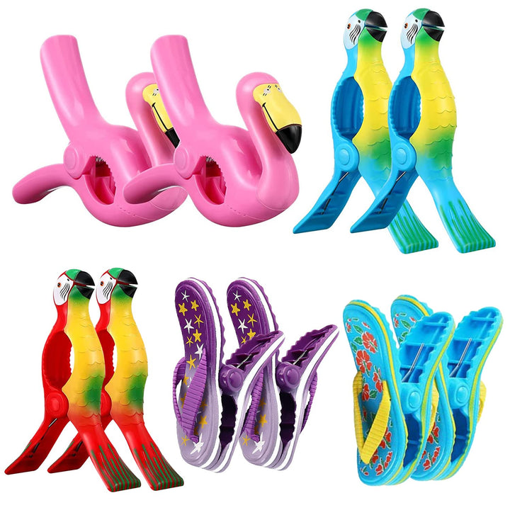 10 Stück Strandtuch-Clips Niedliche Flamingo Badetuch Clips Grosse Wäscheklammern Handtuchklemmen,Pa
