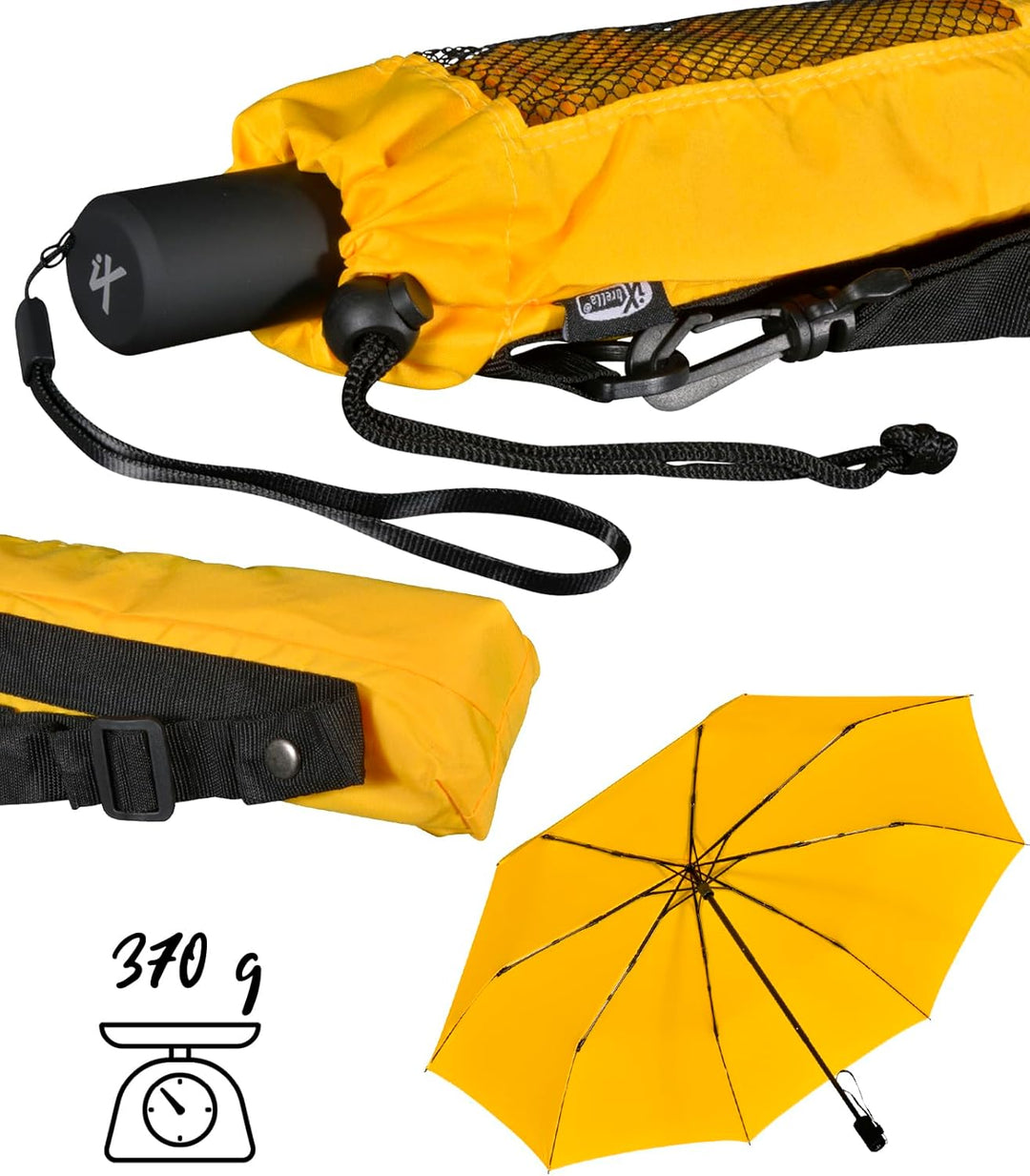 iX-brella Trekking XL Taschenschirm 115 cm gross mit Umhängetasche yellow, yellow