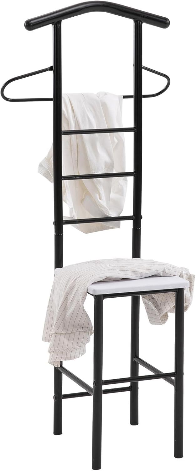 CARO-Möbel Herrendiener JIVO Stummer Diener Kleiderständer in schwarz/weiss, 121 cm, Garderobe mit H
