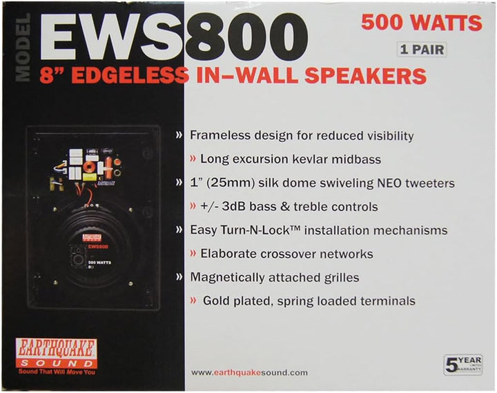 Earthquake Sound EWS-800 Edgeless Series Wandlautsprecher (Schwarz, Paar) EWS800, EWS800
