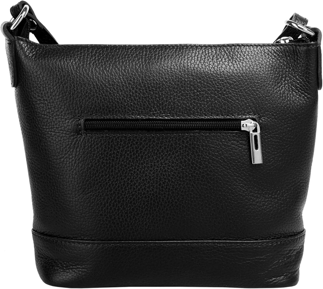 Umhängetasche Echt Leder Damen | Made in Italy, verstellbarer Schultergurt, Handtasche mit Reissvers