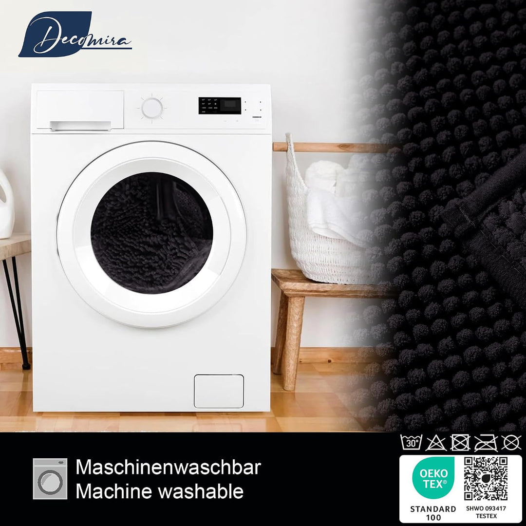 Badematte rutschfest | Als Badteppich Set kombinierbar | Badezimmer-Teppich Bad-Vorleger waschbar au