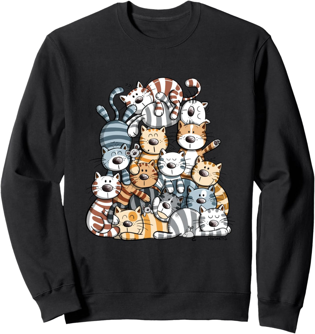 Happy Katzen Team I Katzenmotiv Katzendruck Katze Fun Sweatshirt