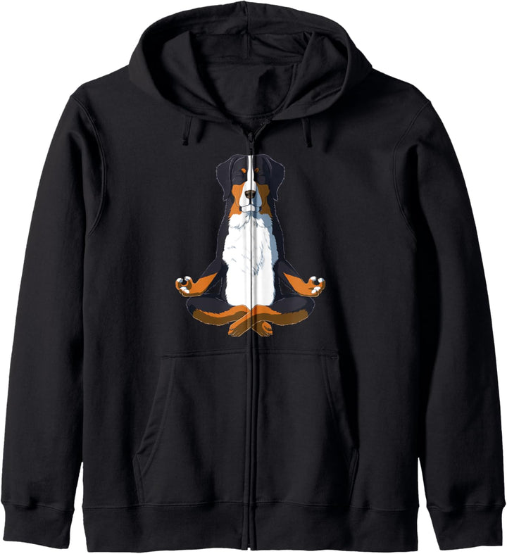 Lustiges Yoga Berner Sennenhund Kapuzenjacke