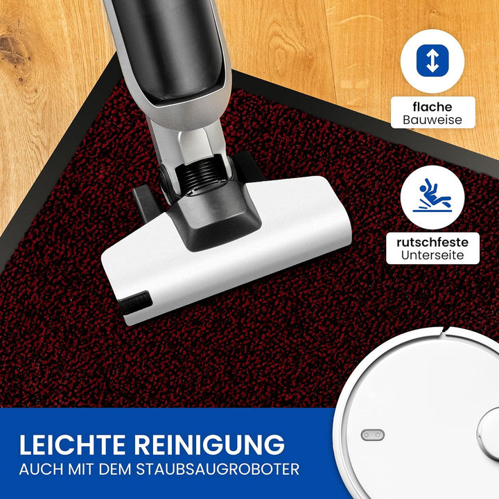 Gentle North Hochwertige Fussmatte rot-schwarz 60x90 gross für Innen &amp; Aussen - Schmutzfangmatte rut