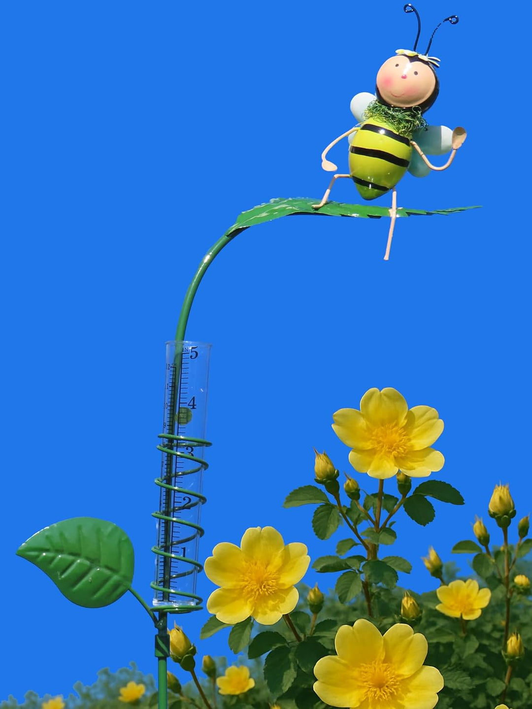 Pommerntraum ® | Regenmesser Niederschlagsmesser Pluviometer Gartendekoration Gartenstecker (Biene),