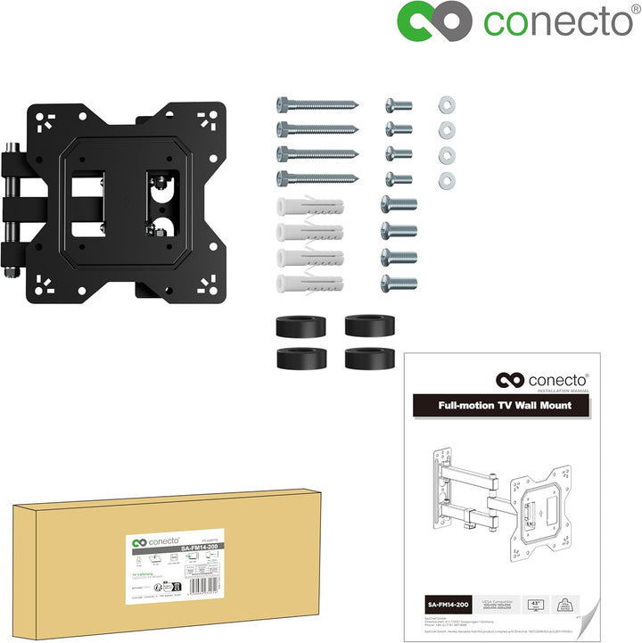 conecto TV Wandhalterung mit Gelenkarm, flexibel neig- und schwenkbare Universalhalterung, max. VESA
