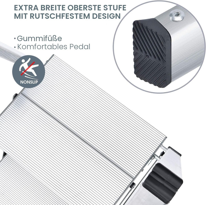 Kingrack Stufenleiter,Klapptritt,Aluminium Tritthocker,rutschfeste Stehleiter,klein und kompakt,Bela