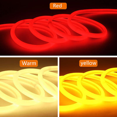 FOLGEMIR 10m Neon Seil Strip Rund, 360° Lumineszenz Warmweiss, LED flexibler Streifen ohne Lichtpunk