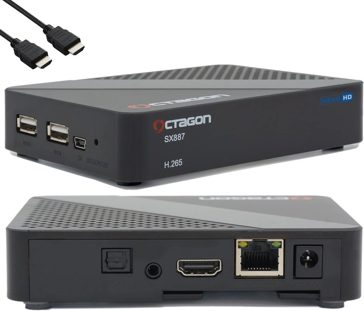 OCTAGON SX887 HD H.265 IP HEVC Smart TV Box, YouTube, USB, UVM., Schwarz