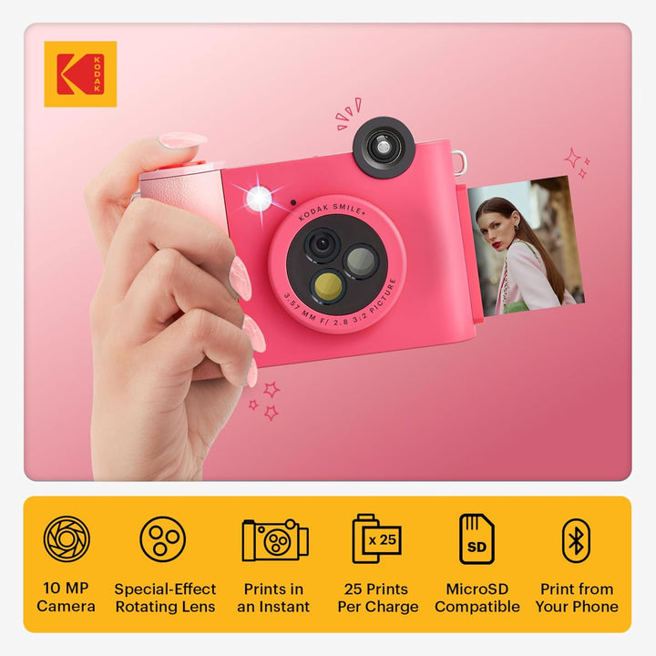 KODAK Smile+ 2-in-1 Digitale Sofortbildkamera & Bluetooth Fotodrucker Starterpaket + Weiche Tasche +
