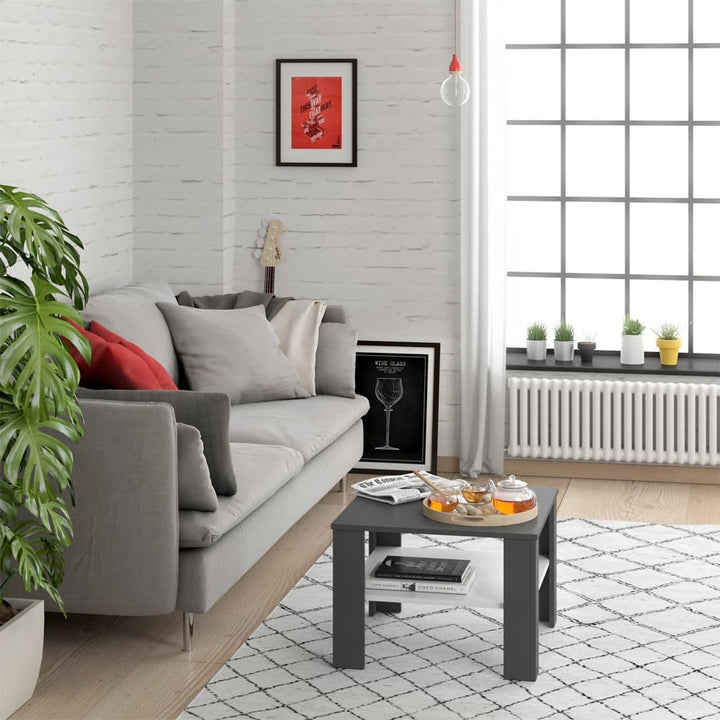 Vicco Couchtisch Homer, Weiss/Anthrazit, 60 x 60 cm | zur Aufbewahrung von Zeitschriften und Fernbed