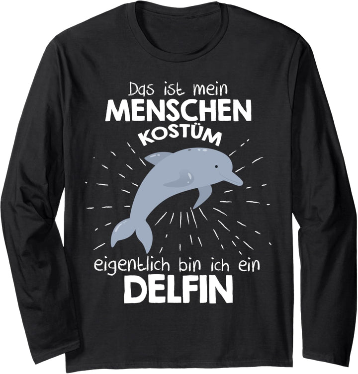 Mein Menschen Kostüm Bin ich ein Delfin, Halloween Outfit Langarmshirt
