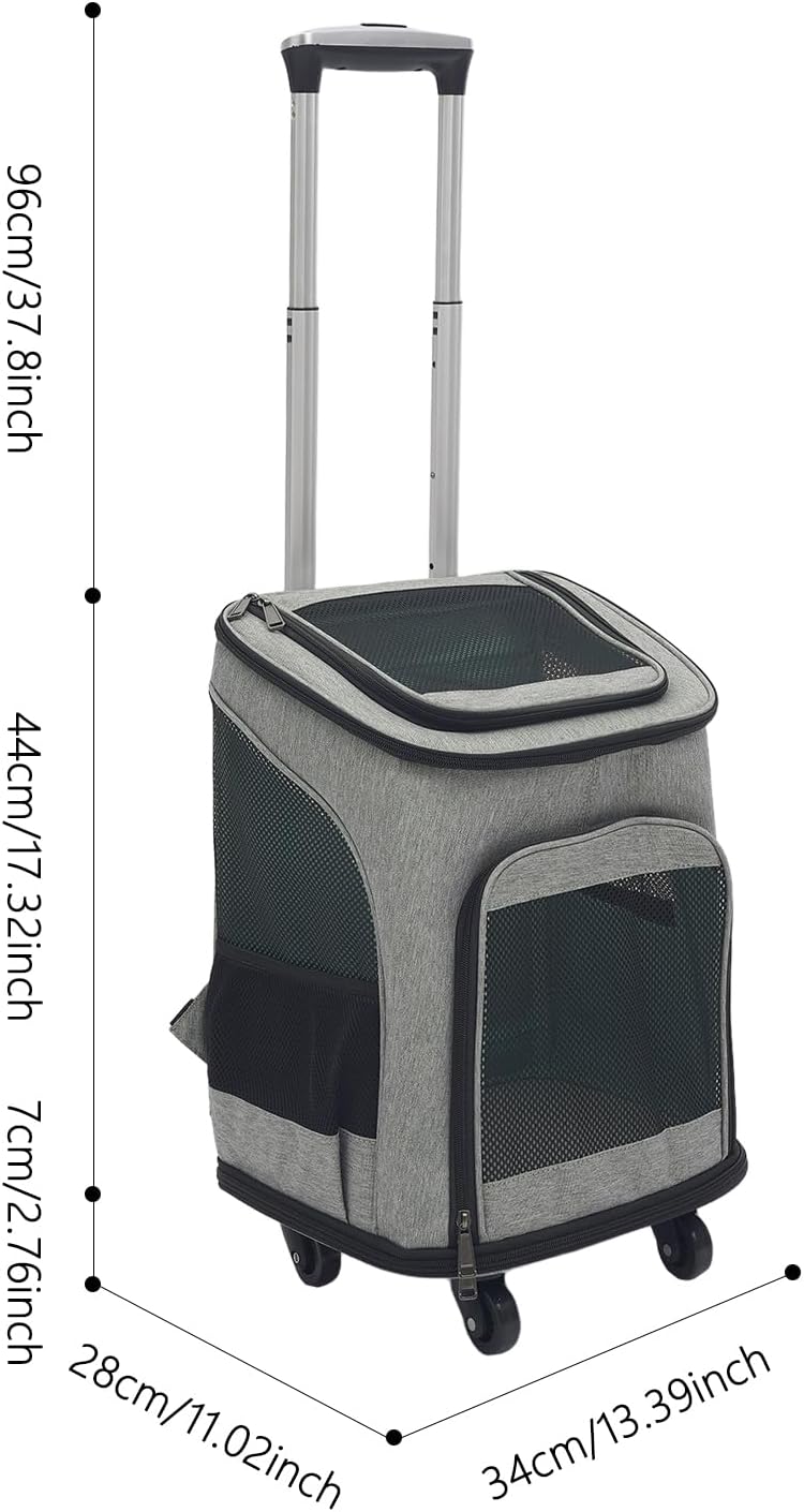 Hundetransportbox mit Rollen,Faltbarer Transportbox,Katzenrucksack mit Teleskopgriff,Transportboxen
