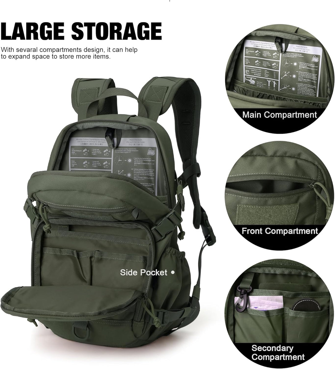 Mardingtop 15L/25L Rucksack Herren Militär Rucksäcke Wanderrucksack für Taktischer Fahrrad Wandern S