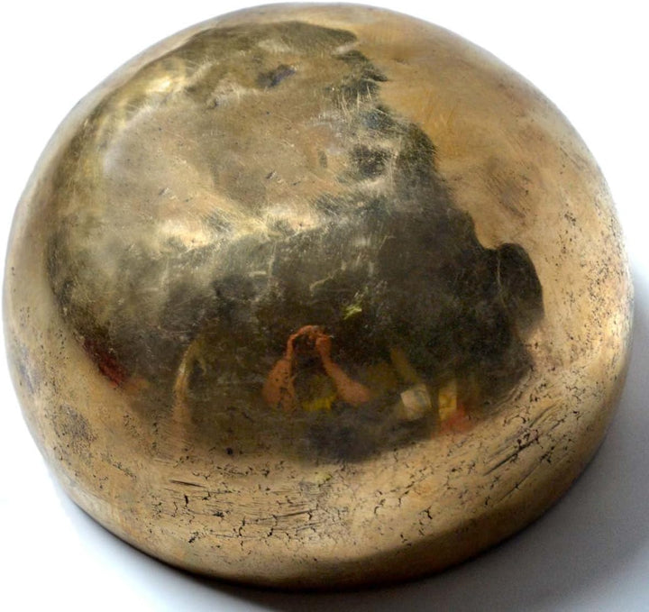 BUDDHAFIGUREN Klangschale handgedengelt 600 g - 650 g mit Zubehör 3teilig