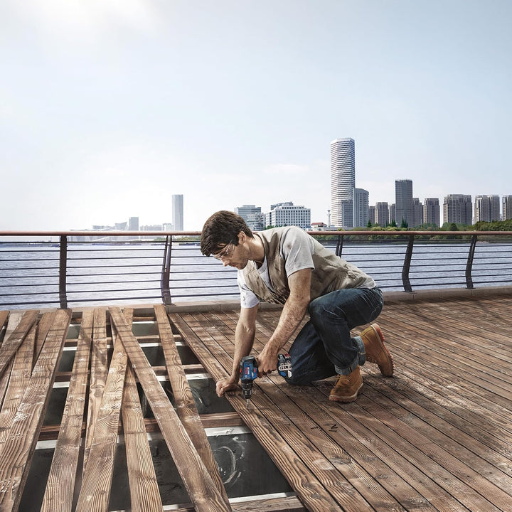 Bosch Professional Akku Schlagbohrmaschine GSB 18V-55 (2x 4,0 Ah Akku, 18 Volt System, Bohr-Ø in Mau