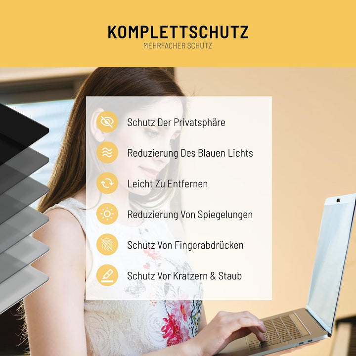 VistaProtect – Premium Blickschutzfilter &amp; Anti-Blaulichtfilter, Privacy Filter Anti Blue Light Blic