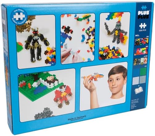 Plus-Plus 9603811 Geniales Konstruktionsspielzeug, Learn to Build Super Bausteine-Set, 1200 Teile, b