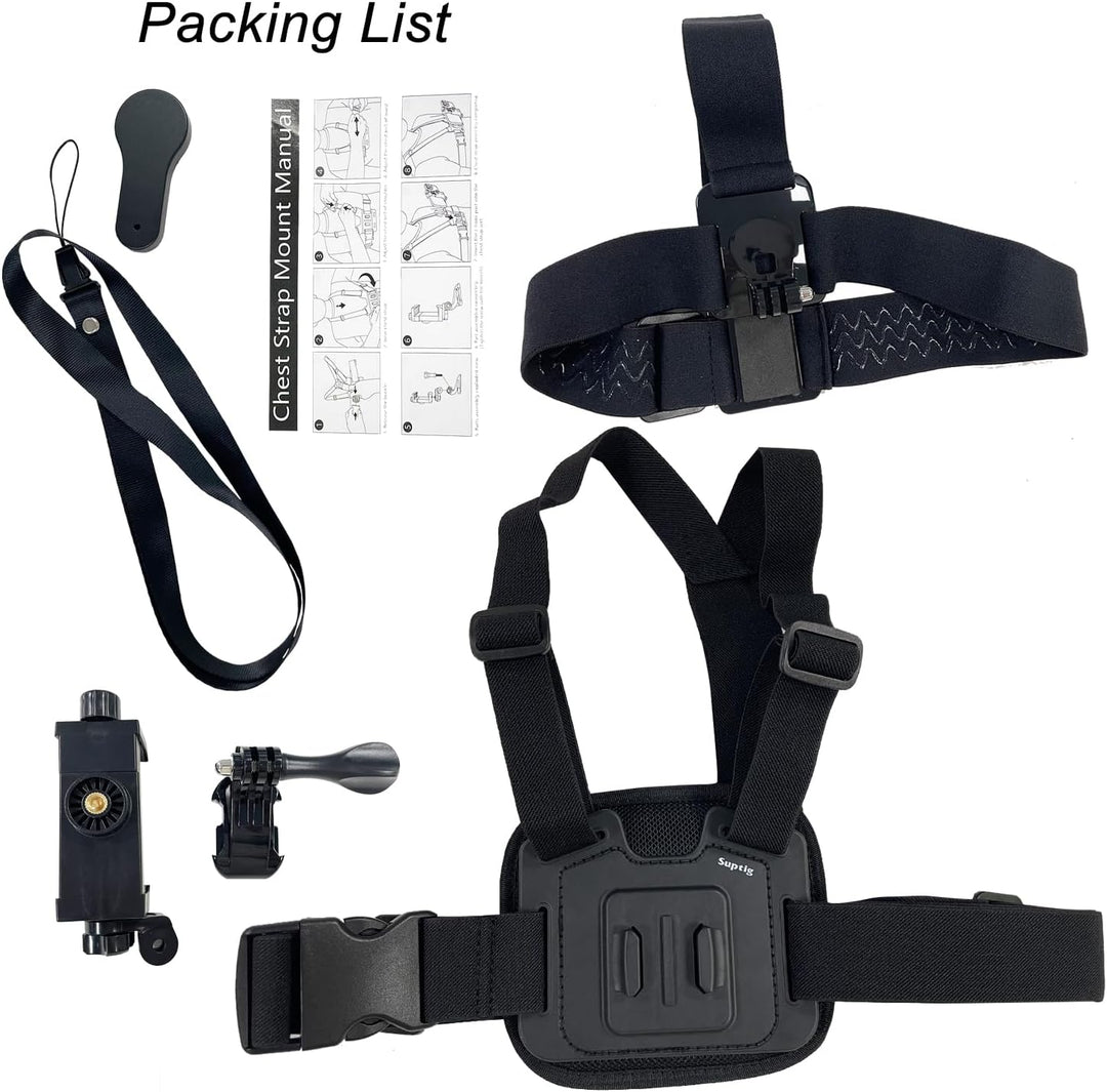 Suptig Handy-Brustgurt-Halterungs-Set für POV/VLOG, Handy-Clip für iPhone, Samsung, GoPro Hero 13, H