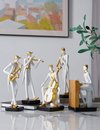 Amoy-Art Musik Figuren Skulptur Modern Dekor Statue Wohnzimmer Kunst Arts Polyresin Geschenk 22cm